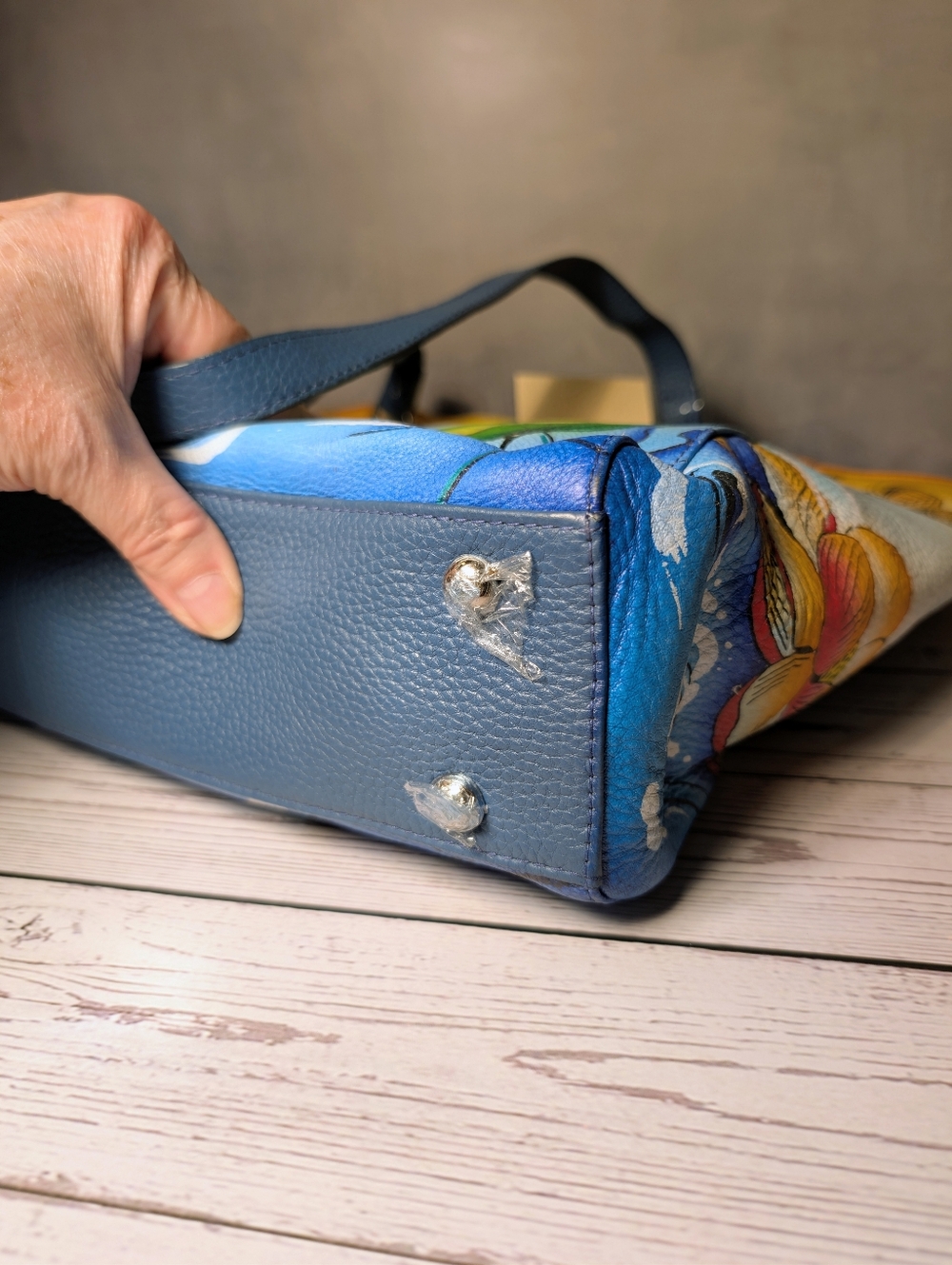 Sukriti Hand Painted Leather Tote Bag - Picture 8 of 11